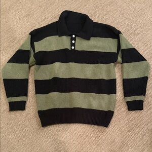 Striped Black and Green Men's Sweater; size XXL (fits like XL)